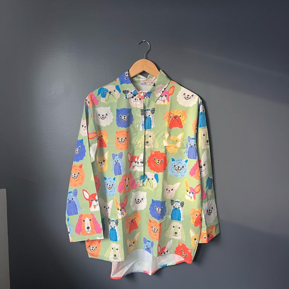 Colorful Dog Print Shirt (L)